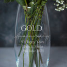 Personalised Glass Bullet Vase – Engraved 50th Gold Anniversary Gift