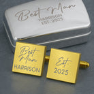 Personalised Best Man Cufflinks & Gift Box - Gold Plated Square - Cufflinks
