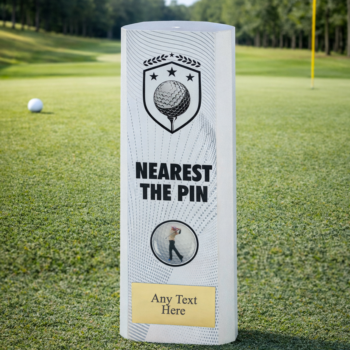 Personalised Nearest the Pin Golf Trophy – White Column Award – Spoken ...