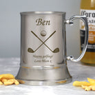 Personalised Golf & Clubs Silver Stainless Steel Tankard - Stainless Steel Tankards