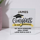 Personalised Graduation Glass Square Block - Glass Block