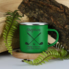Personalised Golf & Clubs Enamel Camping Mug - Green - Mugs