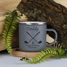 Personalised Golf & Clubs Enamel Camping Mug - Grey - Mugs
