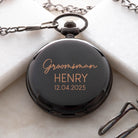 Personalised Groomsman Wedding Black Pocket Fob Watch - Pocket Watches