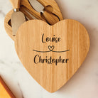 Personalised Couples Loop Heart Cheese Board And Knives Set - Cheeseboard Sets