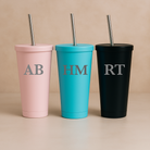 Personalised Initials 550ml Insulated Travel Cup With Straw - Travel Mugs