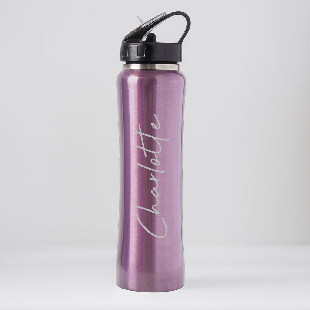 Personalised Large Name Sports Style Thermos Water Bottle - Lavender - Thermos Water Bottles