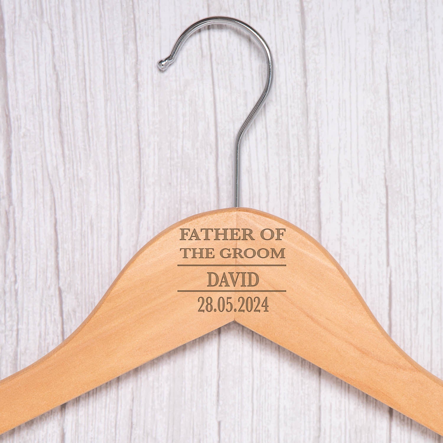 Personalised Mens Natural Wood Wedding Hangers