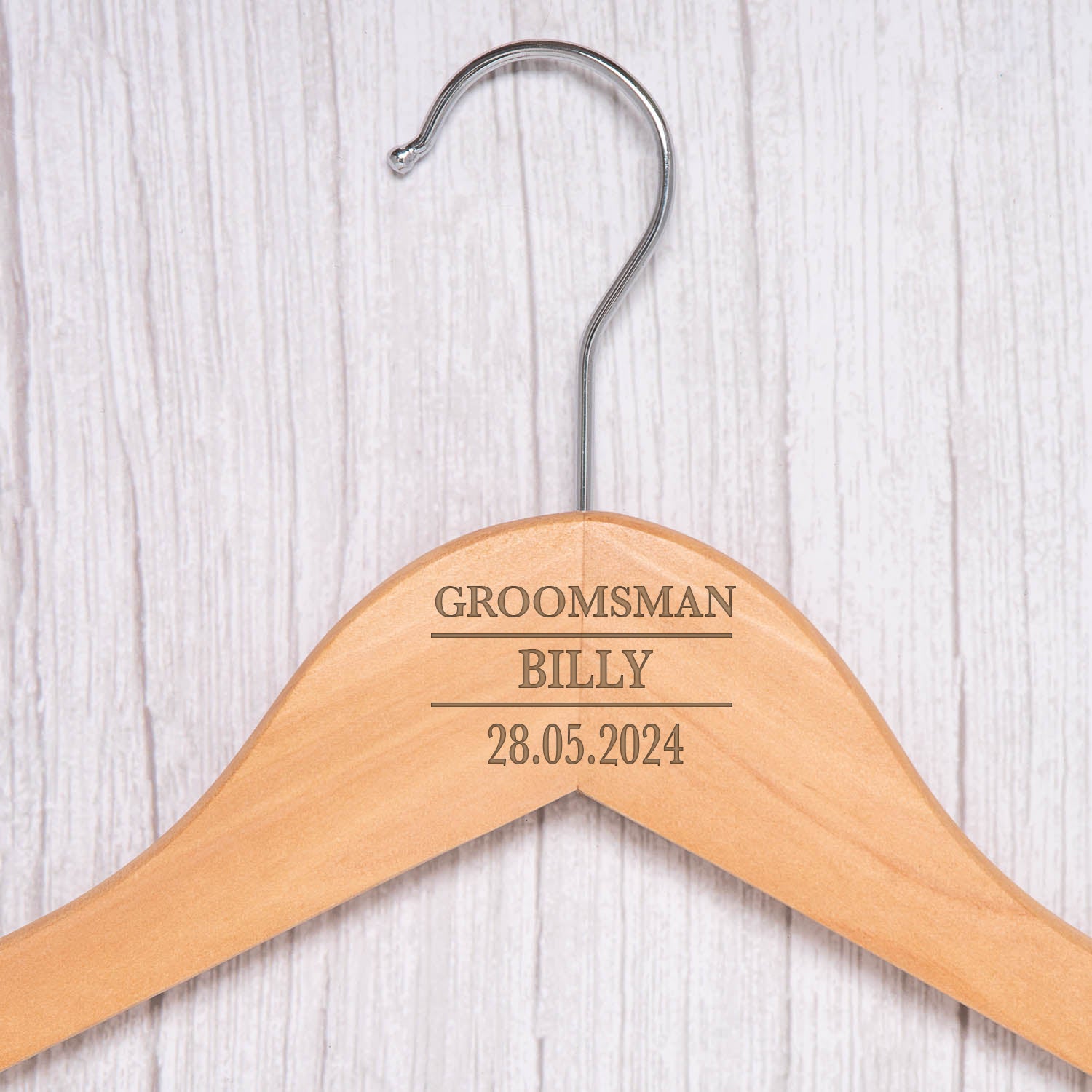 Personalised Mens Natural Wood Wedding Hangers