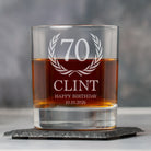 Personalised 70th Birthday Crest Glass Tumbler - Glass Tumblers