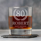 Personalised 80th Birthday Crest Glass Tumbler - Glass Tumblers
