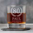 Personalised 80th Birthday Crest Glass Tumbler - Glass Tumblers