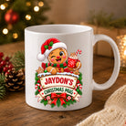 Personalised gingerbread man Christmas mug with the design printed on both sides