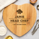 Personalised Head Chef Heart Wooden Chopping Board - Chopping Boards