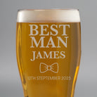 Personalised Best Man Bow Tie Tulip Pint Glass - Beer Glasses