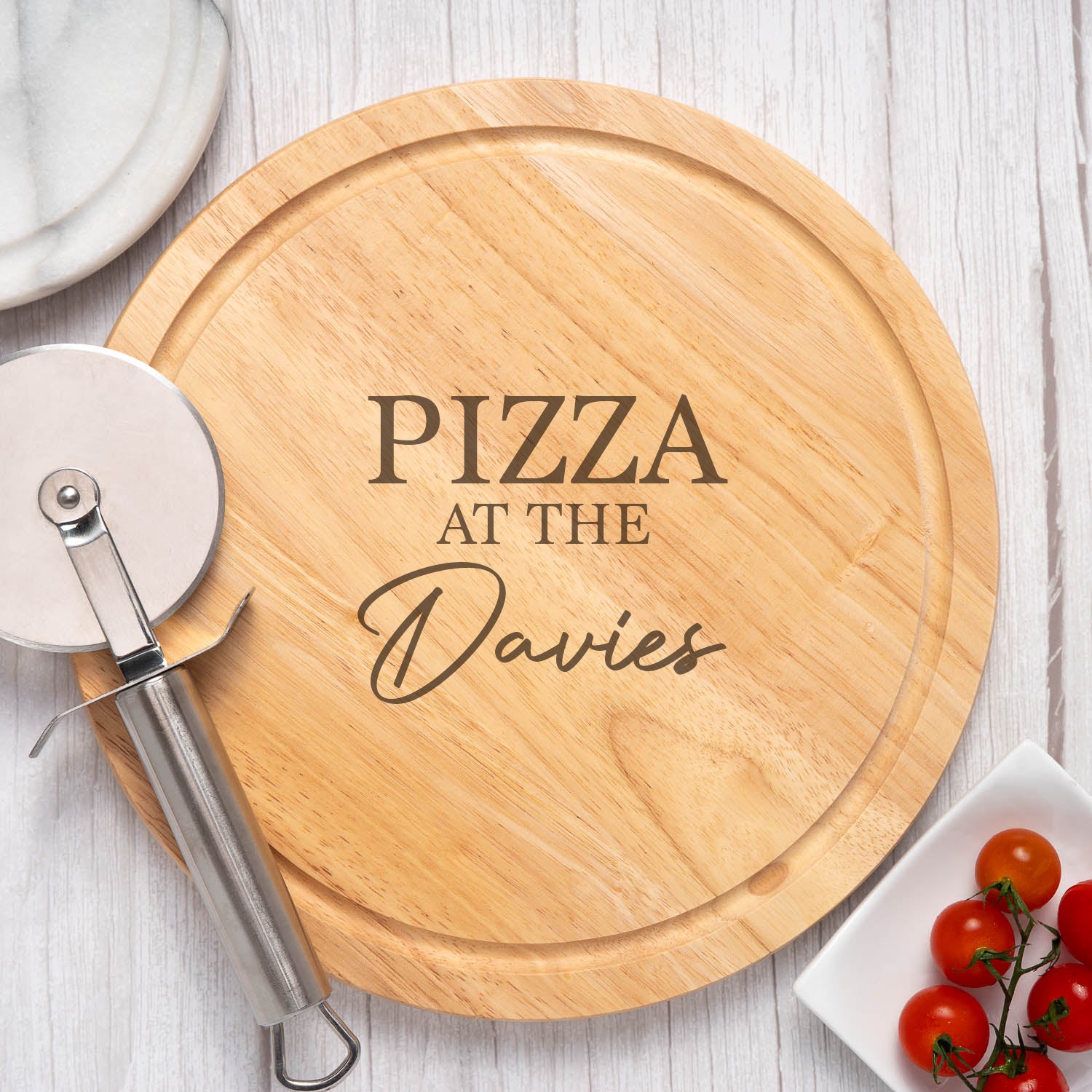 Personalised Family Large Round Pizza Wooden Board - Pizza Boards