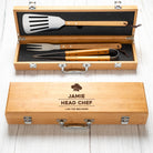 Personalised Head Chef Wooden BBQ Tool Set - BBQ Sets
