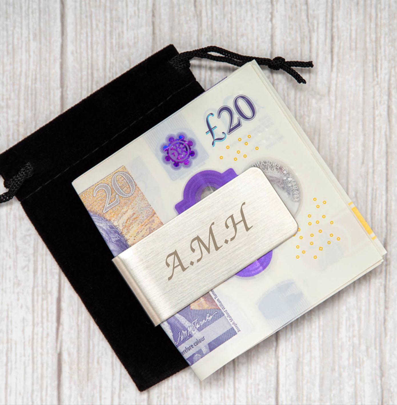 Personalised Initials Silver Money Clip - Accessories