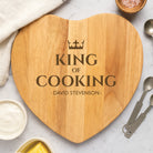 Personalised King Of Cooking Heart Wooden Chopping Board - Chopping Boards