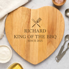 Personalised King Of The BBQ Heart Wooden Chopping Board - Chopping Boards