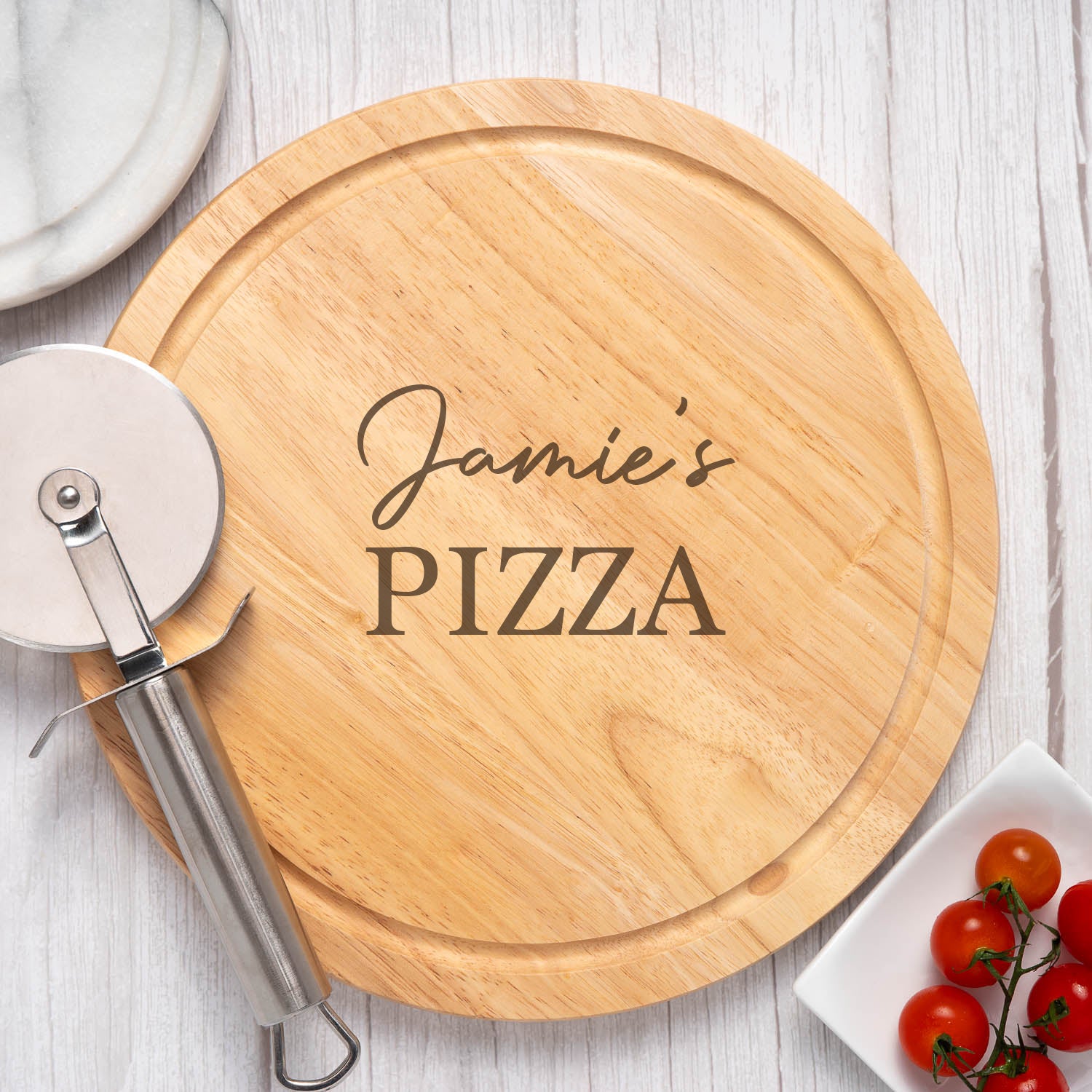 Personalised Name Large Round Wooden Pizza Board - Pizza Boards