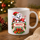 Personalised polar bear Christmas mug with the design printed on both sides