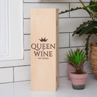 Personalised Queen Of Wine Wooden Wine Gift Box - Wooden Wine Box
