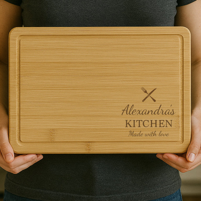 Personalised Knife & Fork Wooden Chopping Board - Chopping Boards
