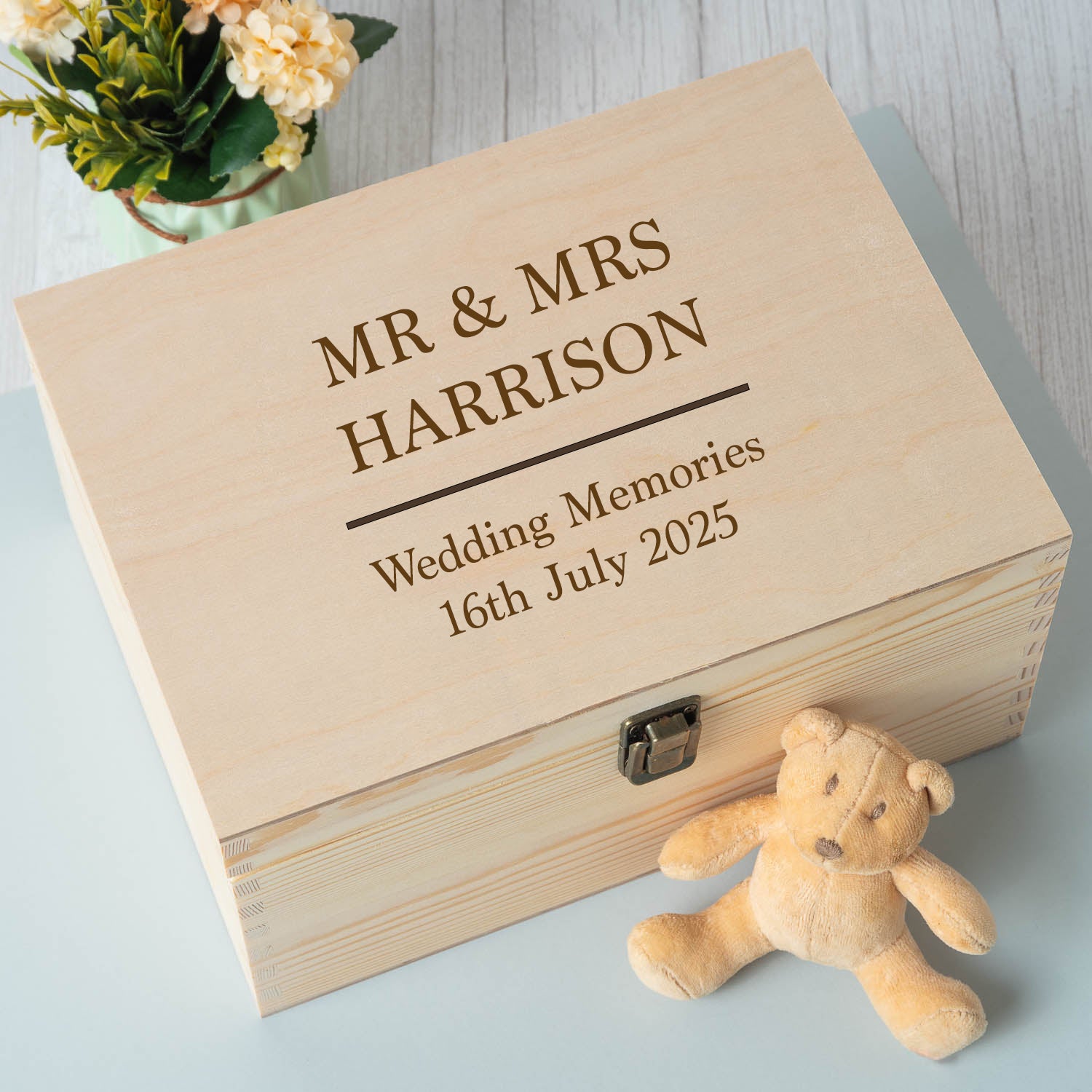 Personalised Wedding Keepsake Box | Custom Engraved Memory Chest
