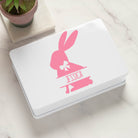Personalised Pink Bunny White Metal Storage Tin