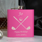 Personalised Golf & Clubs 6oz Pink Hip Flask - Hip Flasks