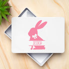 Personalised Pink Bunny White Metal Storage Tin