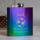 Personalised Football 6oz Rainbow Hip Flask - Hip Flasks