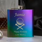 Personalised Golf & Tees 6oz Rainbow Hip Flask - Hip Flasks