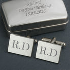 Personalised Silver Rectangle Initials Cufflinks - Cufflinks