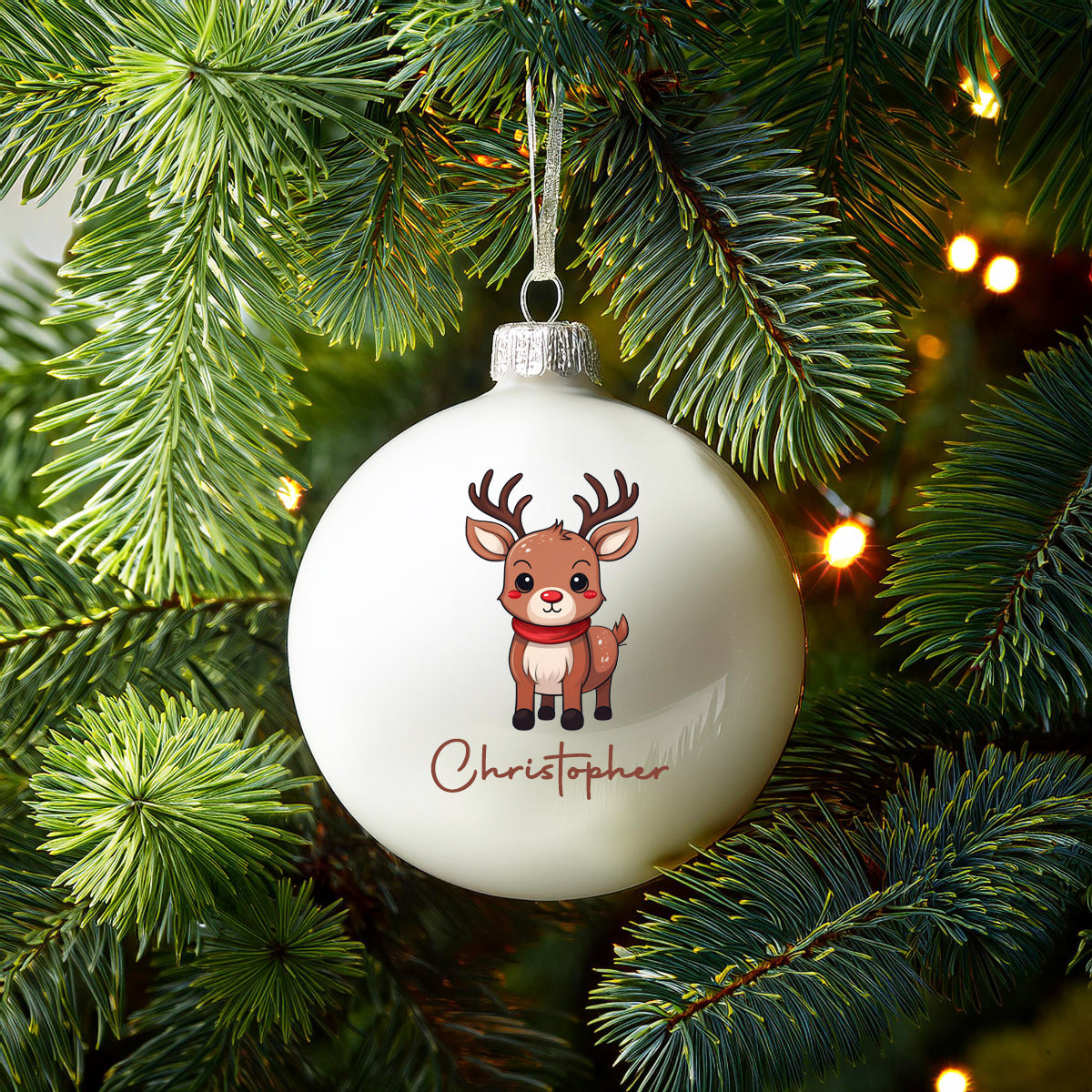 Personalised Reindeer Christmas Bauble - Baubles