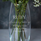 Personalised Glass Bullet Vase – Engraved 40th Ruby Anniversary Gift