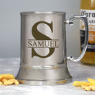 Personalised Initial & Name Silver Stainless Steel Tankard - Stainless Steel Tankards