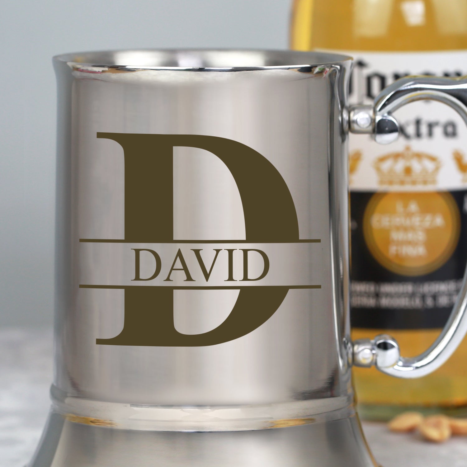 Personalised Initial & Name Silver Stainless Steel Tankard - Stainless Steel Tankards