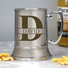 Personalised Initial & Name Silver Stainless Steel Tankard - Stainless Steel Tankards