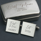 Personalised Best Man Cufflinks & Gift Box - Silver Pleated Square - Cufflinks