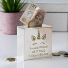 Personalised Unicorn Square Money Box - Money Boxes