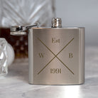 Personalised 3oz Silver Established Hip Flask In Pink Silk Gift Box - Hip Flasks