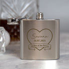 Personalised 3oz Silver Mother of the Groom Hip Flask In Pink Silk Gift Box - Hip Flasks