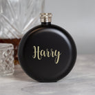 Personalised 5oz Round Black Name Hip Flask - 6oz Pink Flasks