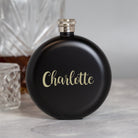 Personalised 5oz Round Black Name Hip Flask - 6oz Pink Flasks