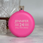 Personalised 5oz Round Pink Aged Birthday Hip Flask - Hip Flasks
