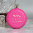 Personalised 5oz Round Pink Aged Birthday Hip Flask - Hip Flasks