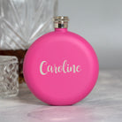 Personalised 5oz Round Pink Name Hip Flask - 6oz Pink Flasks