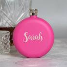 Personalised 5oz Round Pink Name Hip Flask - 6oz Pink Flasks